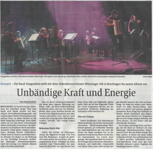 Zeitungsausschnitt zur Symphonic Rock Night